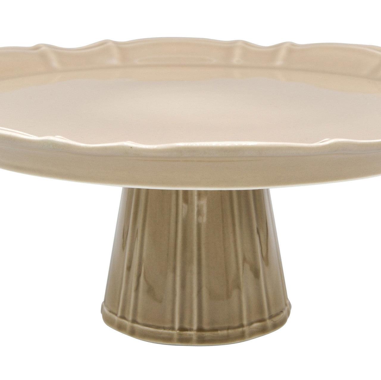 Chloe 13.5" Footed Cake Plate - Taupe - Euro Ceramica 