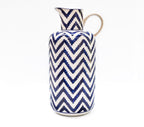 Blue Garden Chevron Pitcher - Euro Ceramica 