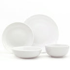 White Essential 16 Piece Double Bowl Dinnerware Set, Service for 4 - Euro Ceramica 