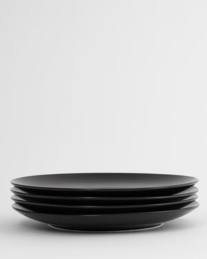 Euro Essential 4 Piece Dinner Plate Set, Semi-Matte Black - Euro Ceramica 