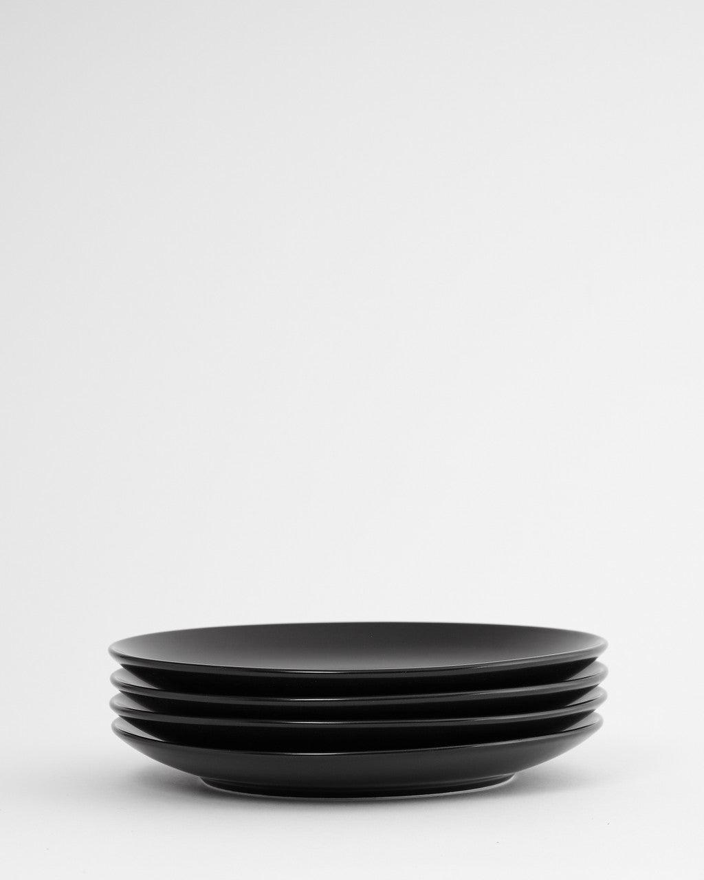 Euro Essential 4 Piece Salad Plate Set, Semi-Matte Black - Euro Ceramica 