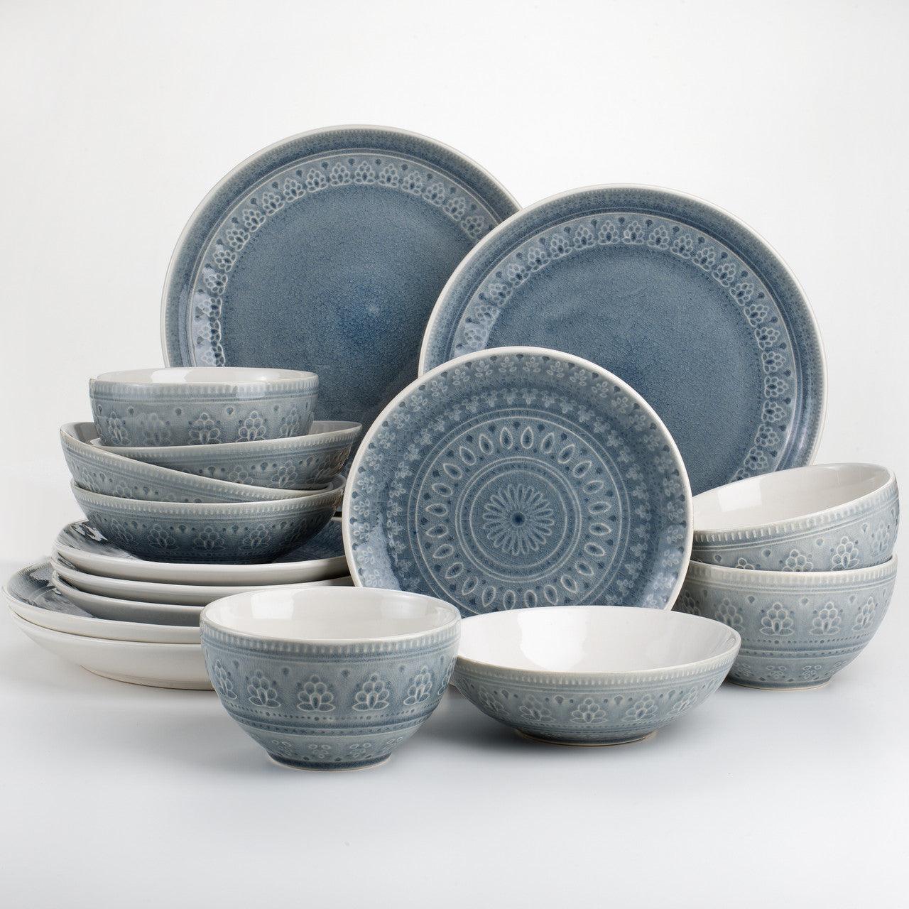 Fez Stoneware 16 Piece Double Bowl Dinnerware Set - Euro Ceramica 