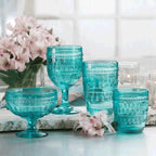 Fez Glassware 4 Piece 14oz Highball Glass Set in Turquoise - Euro Ceramica 