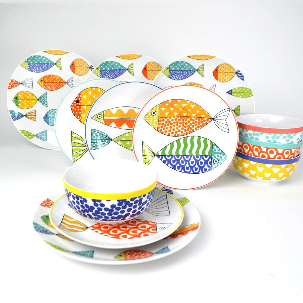 Fresh Catch 12 Piece Dinnerware Set - Euro Ceramica 