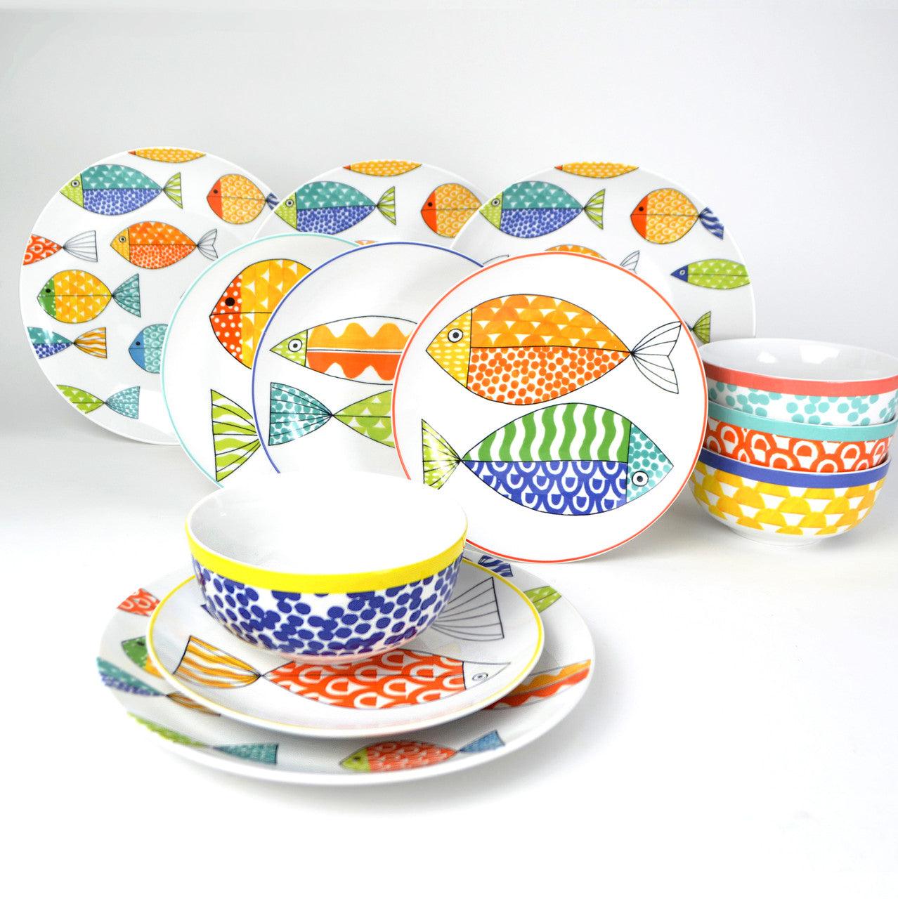 Fresh Catch 12 Piece Dinnerware Set - Euro Ceramica 