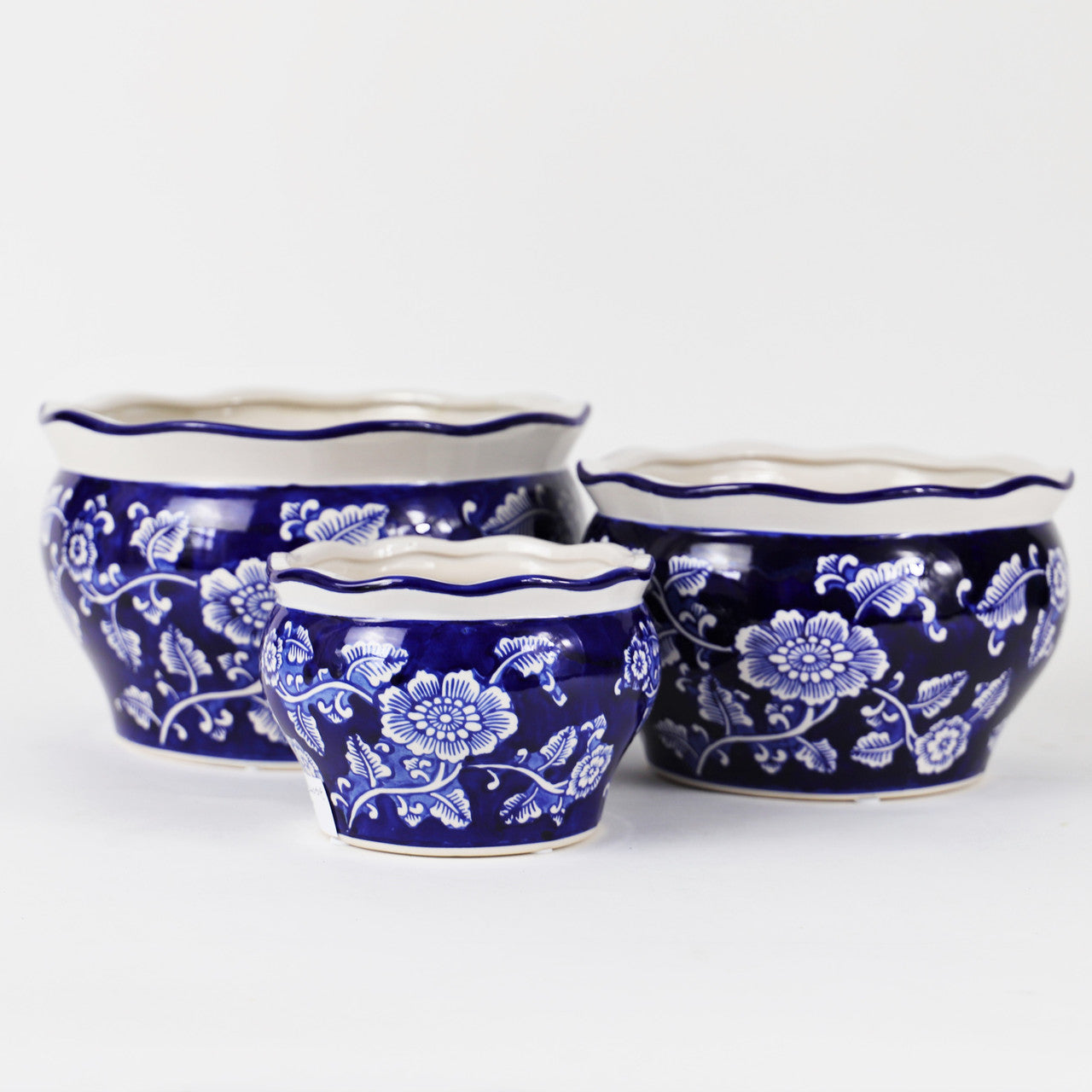 Blue and White Spring Garden Planter Set - Euro Ceramica 