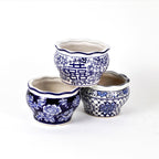 Blue and White Terrace Garden Planter Set - Euro Ceramica 