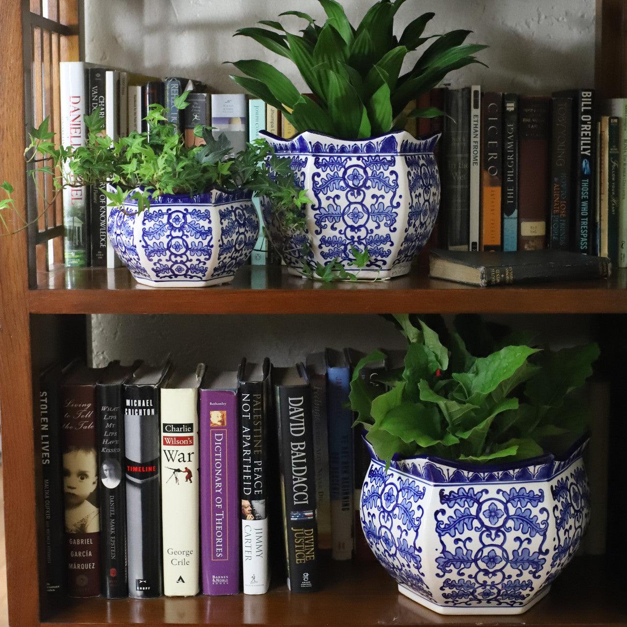 Blue Garden Decorative Flower C Planter Set Of 3 - Euro Ceramica 