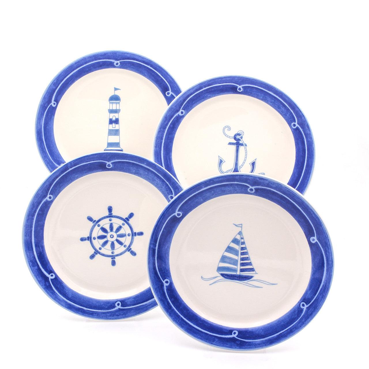 Ahoy Assorted Salad Plates, Set of 4 - Euro Ceramica 