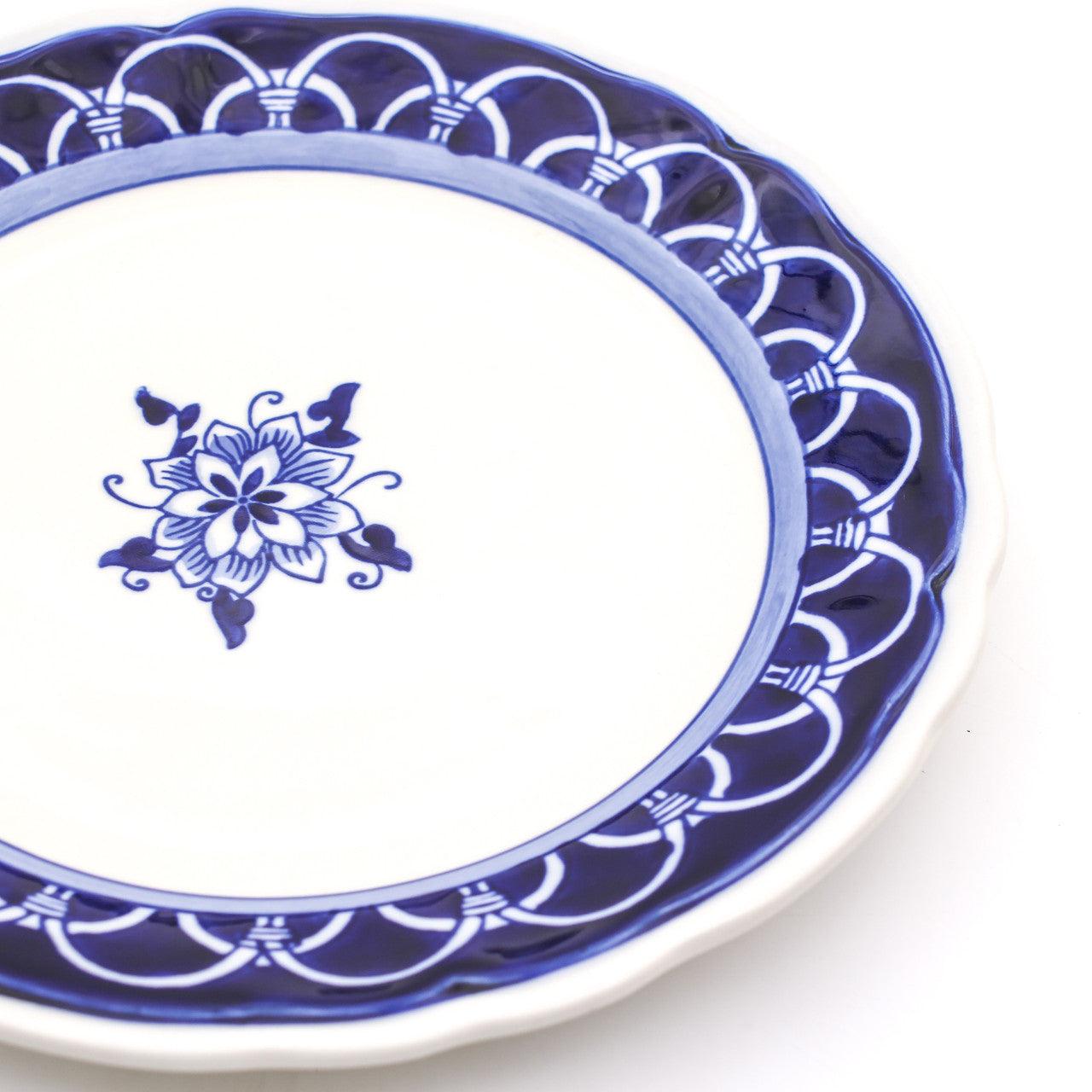 Blue Garden 4 Piece Hand-painted Dinner Plates - Euro Ceramica 