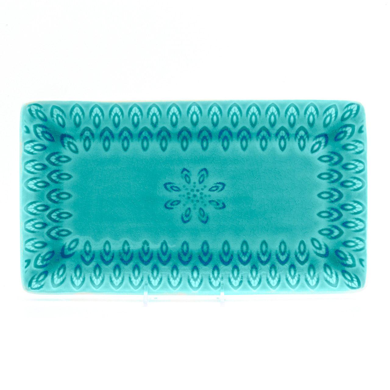 Peacock Rectangular Platter - Euro Ceramica 