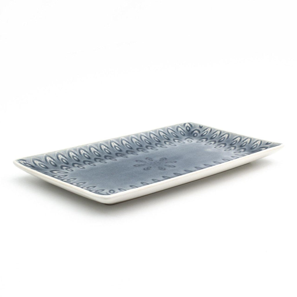 Peacock Rectangular Platter - Euro Ceramica 