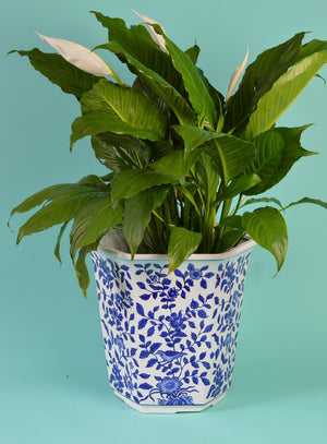 Blue and White Aviary Garden Planter - Large - Euro Ceramica 