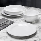 Mont Blanc 16 Piece Classic Rim Shape Double Bowl Dinnerware Set Service For 4 - Euro Ceramica 