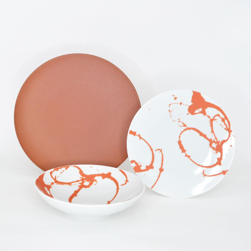 Nile 12 Piece Dinnerware Set in Rosetta Red - Euro Ceramica 