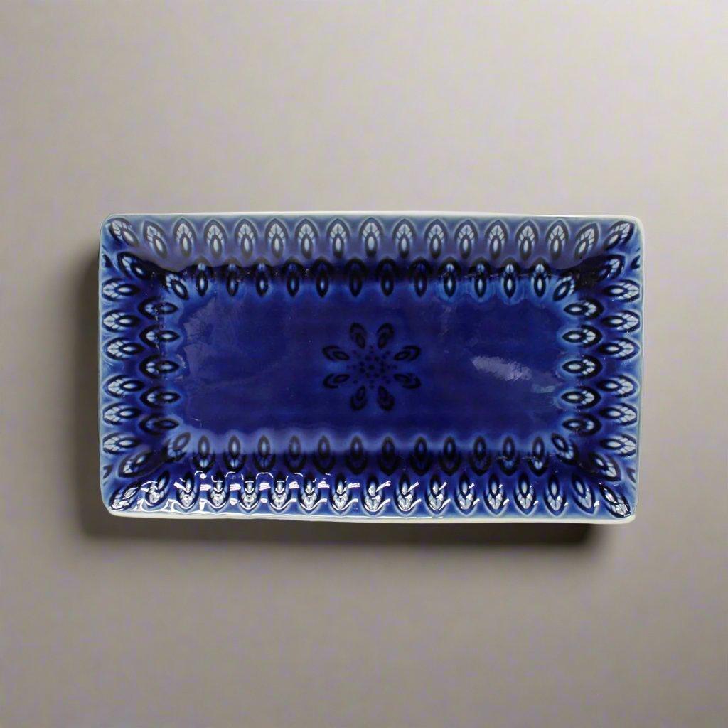 Peacock Rectangular Platter - Euro Ceramica 