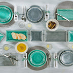 Peacock 6.5 Inch Square Appetizer Plate Set - Euro Ceramica 