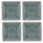 Peacock 6.5 Inch Square Appetizer Plate Set - Euro Ceramica 