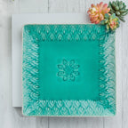 Peacock 5-Piece Square Appetizer Plate Set - Euro Ceramica 