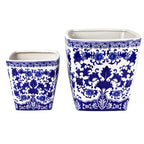 Blue and White 14" Camelia Garden Planter