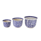 Blue and White Florentine Garden Planter Set - Euro Ceramica 