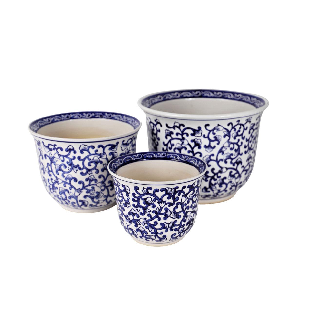 blue and white planter pots australia Blue and White Florentine Garden Planter Set – Euro Ceramica
