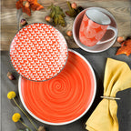 Simpatico 16 Piece Dinnerware Set in Tiger Orange - Euro Ceramica 