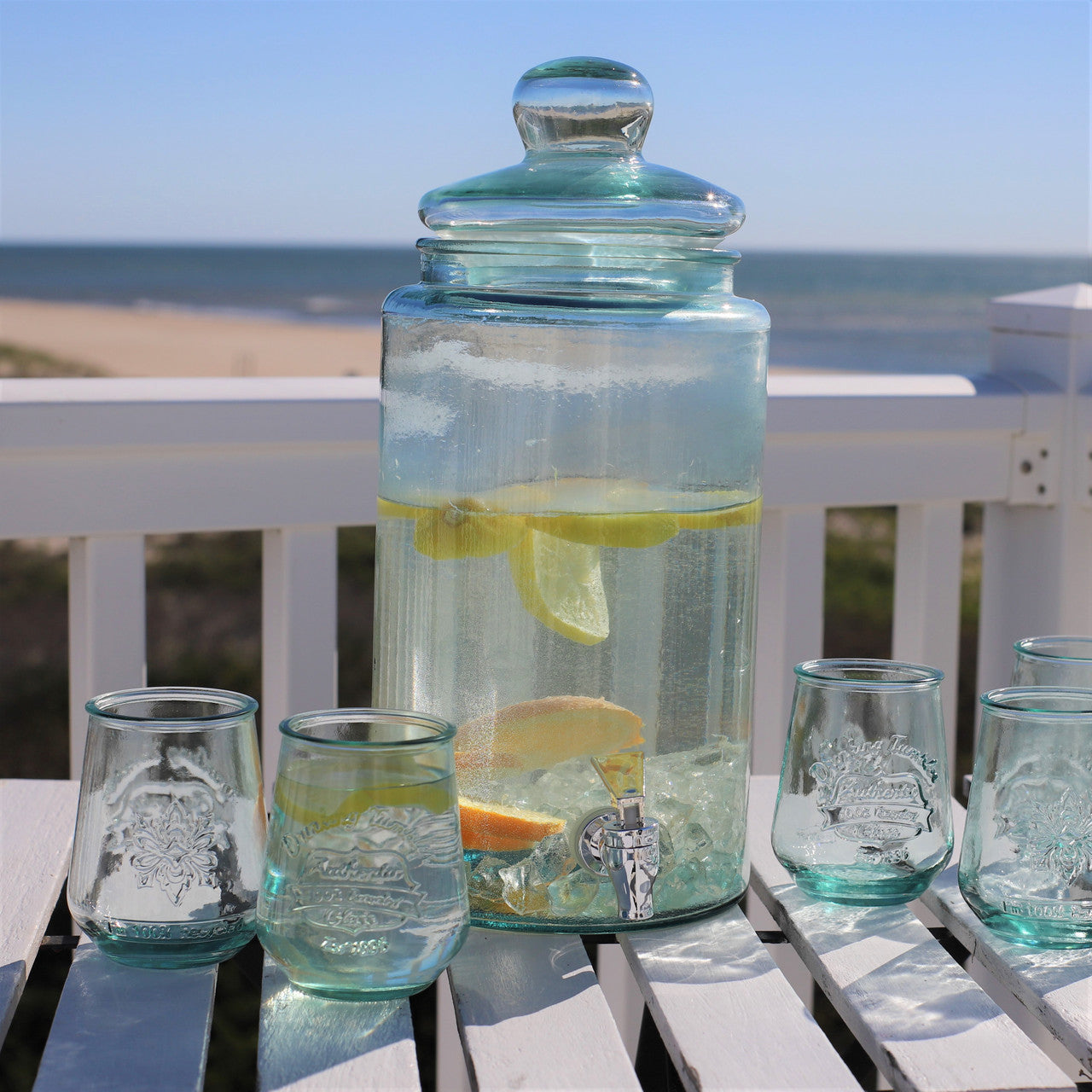 Euro Essential Bara Recycled Glass 6 Liter Mason Jar Beverage