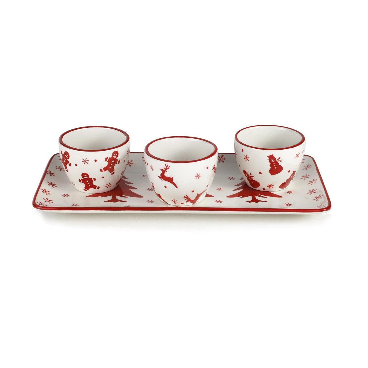 Winterfest 4 Piece Holiday Entertainment Serving Set - Euro Ceramica 