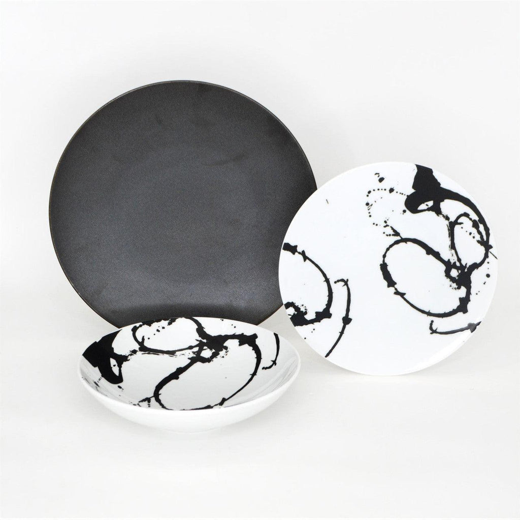 Nile 12 Piece Dinnerware Set in Cairo Black - Euro Ceramica 