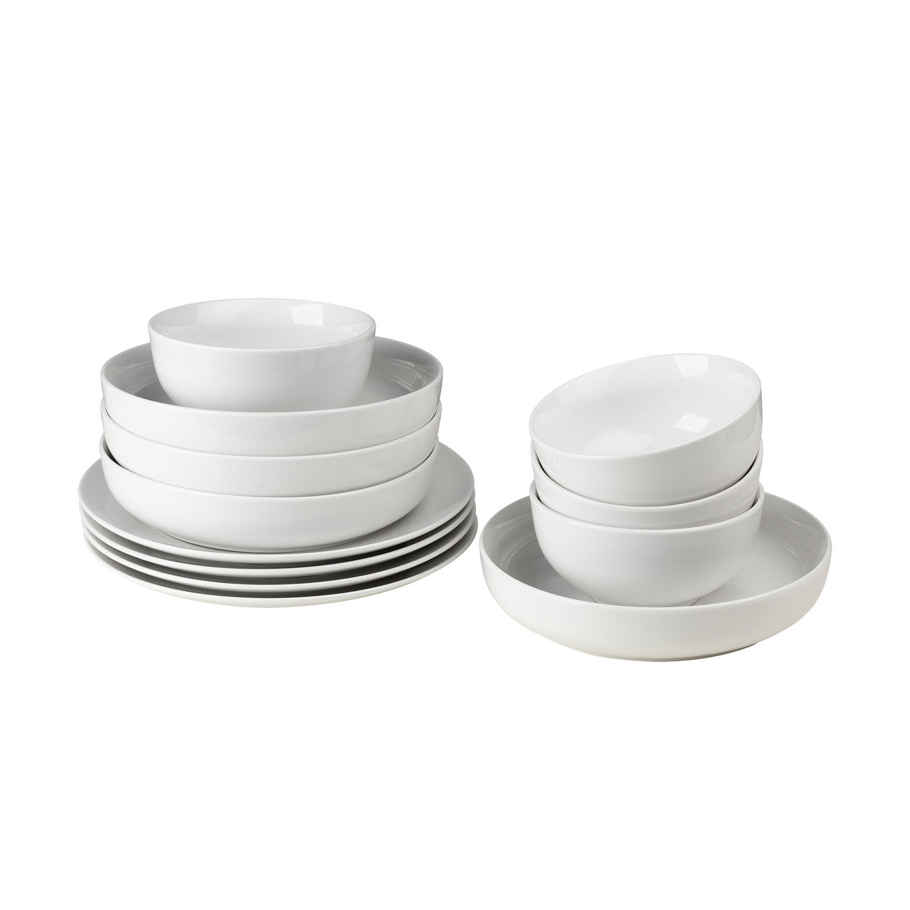 White Essential 12 Piece Entree Bowl Dinnerware Set