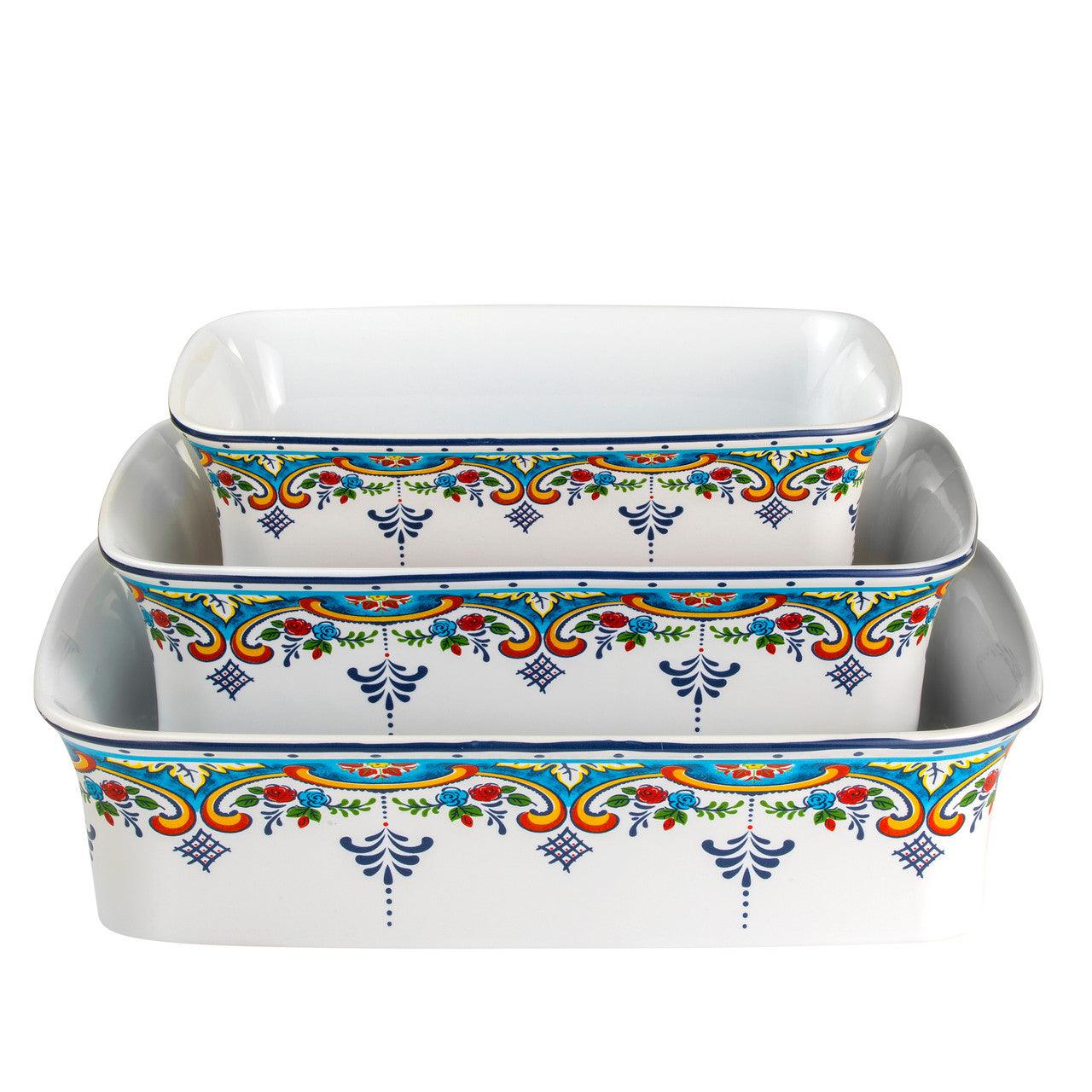 Zanzibar Stoneware Baking Dishes Set of Three - Euro Ceramica 