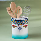 Zanzibar Ceramic Artisan Design Utensil Crock - Euro Ceramica 