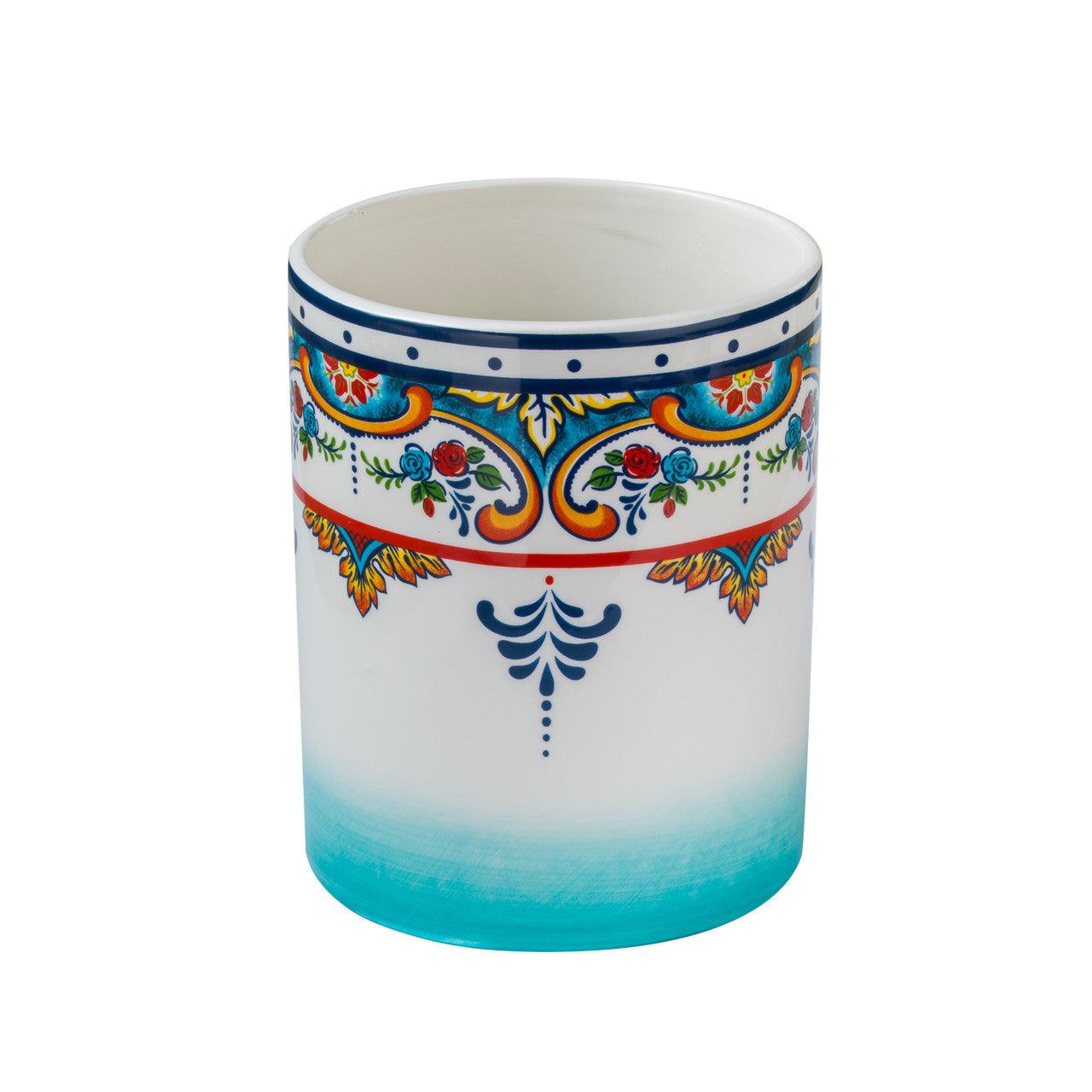 Zanzibar Ceramic Artisan Design Utensil Crock - Euro Ceramica 