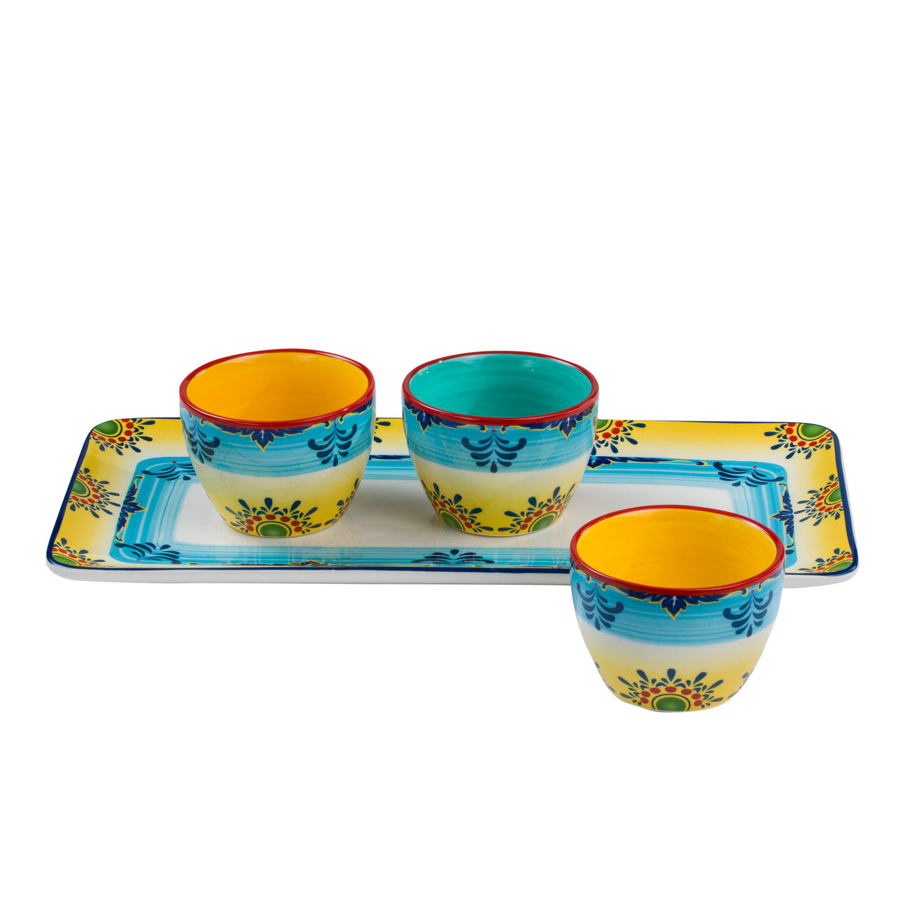 Zanzibar Ceramic Artisan Design Appetizer Serving Set - Euro Ceramica 