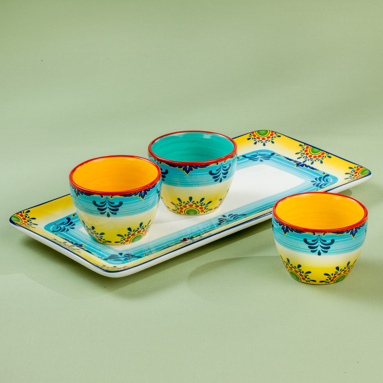 Zanzibar Ceramic Artisan Design Appetizer Serving Set