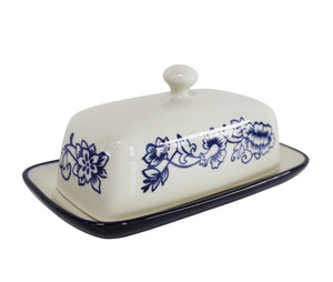 Blue Garden Butter Dish and Spoon Rest