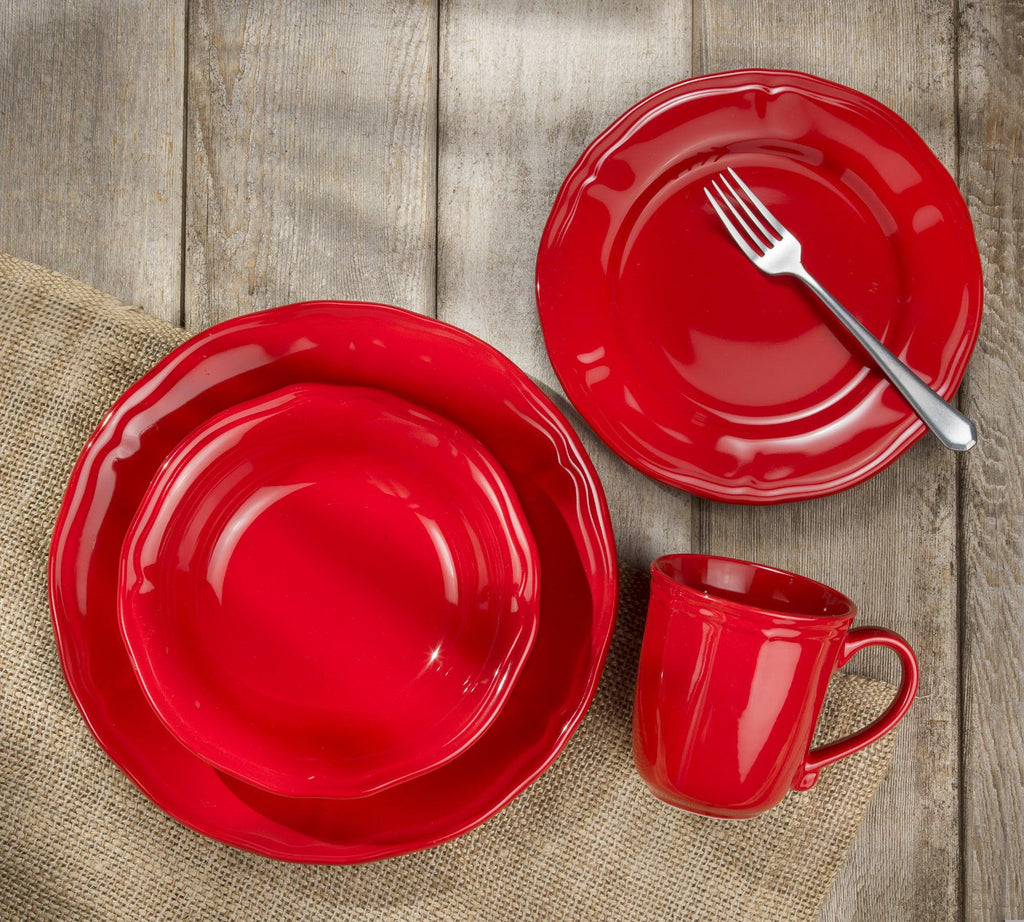 Siena 16 piece Dinnerware Set Red - Euro Ceramica 