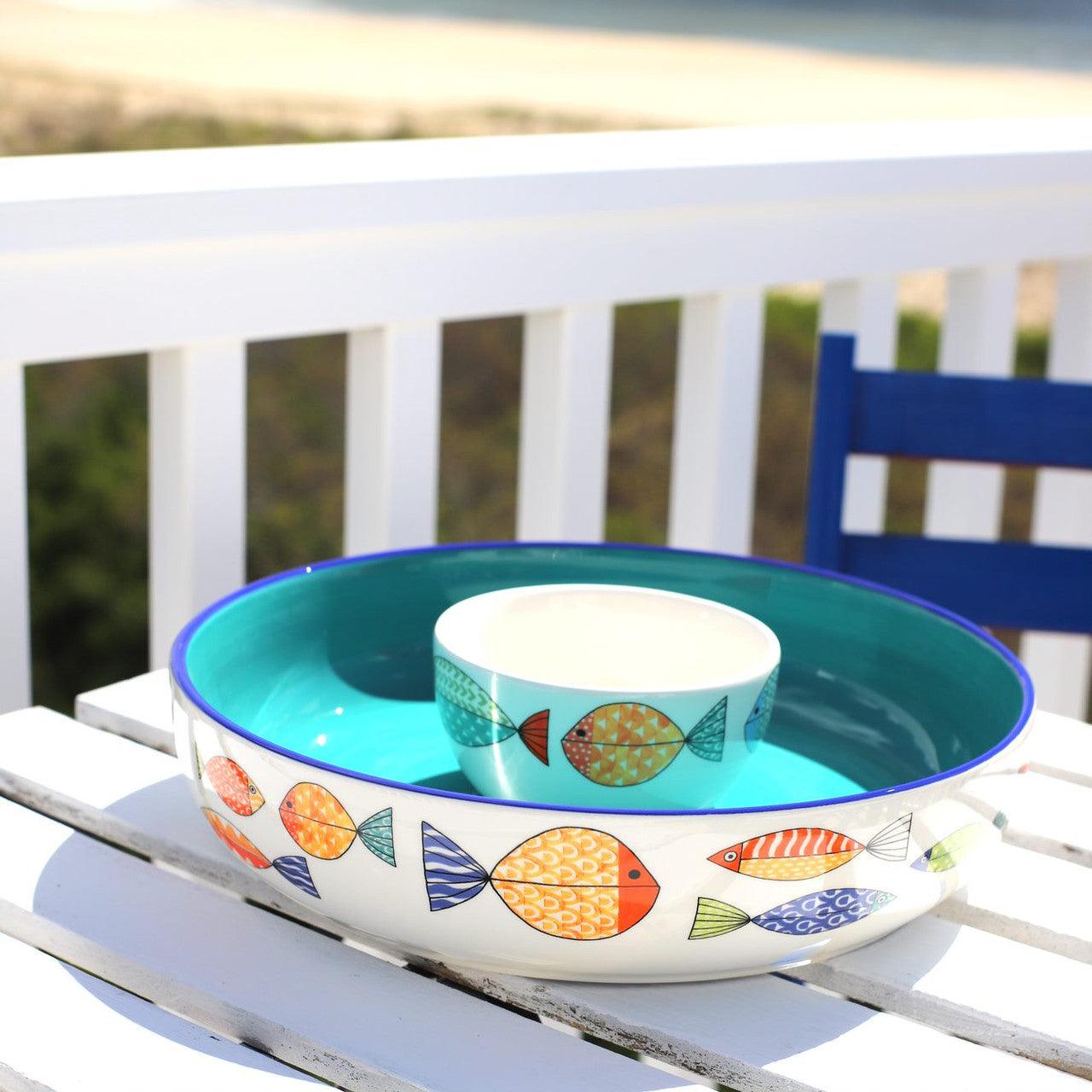 Fresh Catch Collection 15 " Chip & Dip Serving Set - Euro Ceramica 